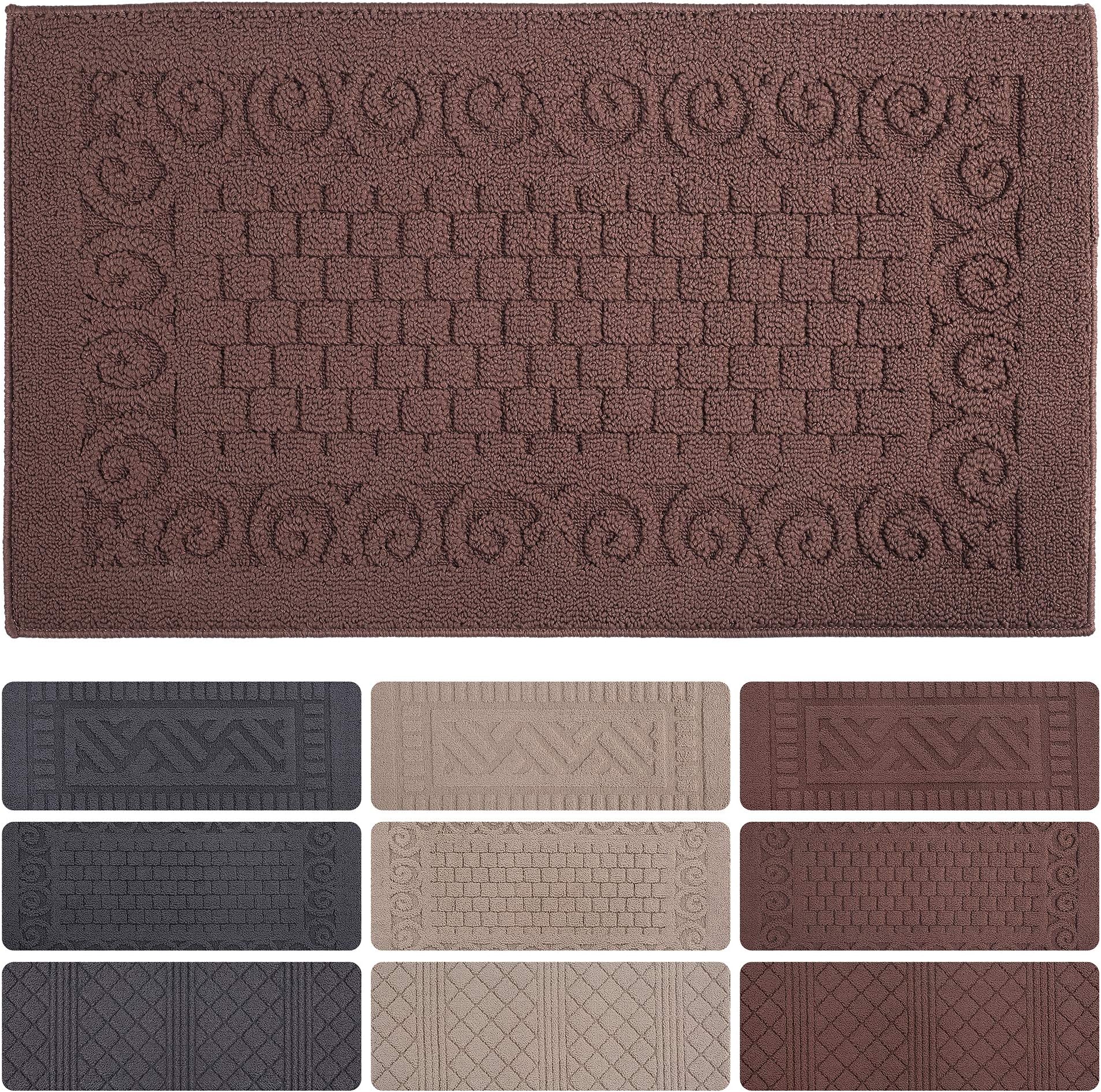 Indoor Doormat Front Door Mat Non Slip Rubber Back Door Mats Magic Inside Dirt Trapper Entry Rugs Entrance Door Rug Machine Washable Door Carpet Mat for Entryway - Coffee, 20"x 34"