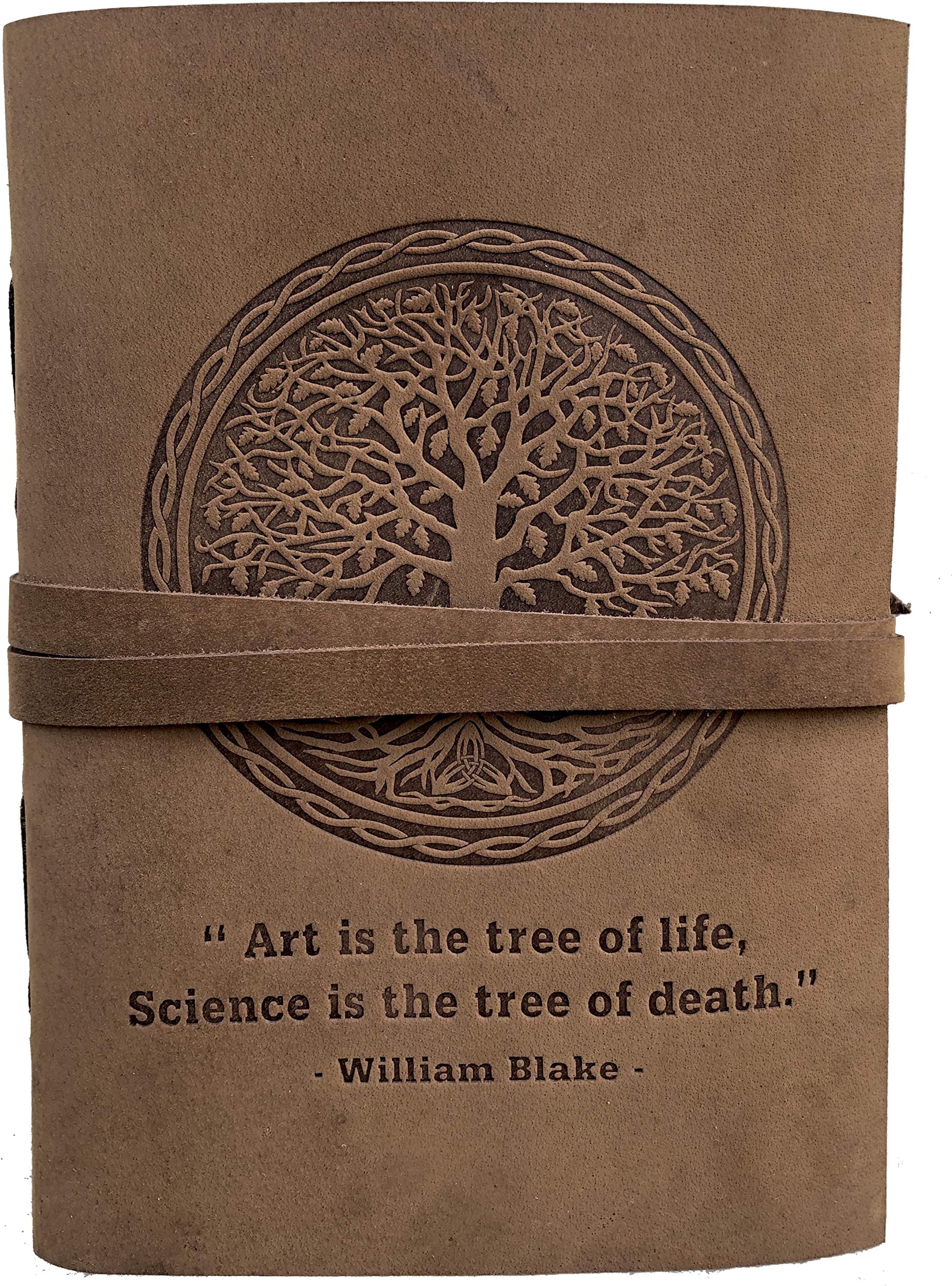 Tree Of Life Leather Journal, Embossed Notebook Handmade Travel Diary, Vintage Writing Bound for Men & Women, Best Gift for Art Antique Rustic Leather 5" X 7" Perfect for Notes Sketchbook,