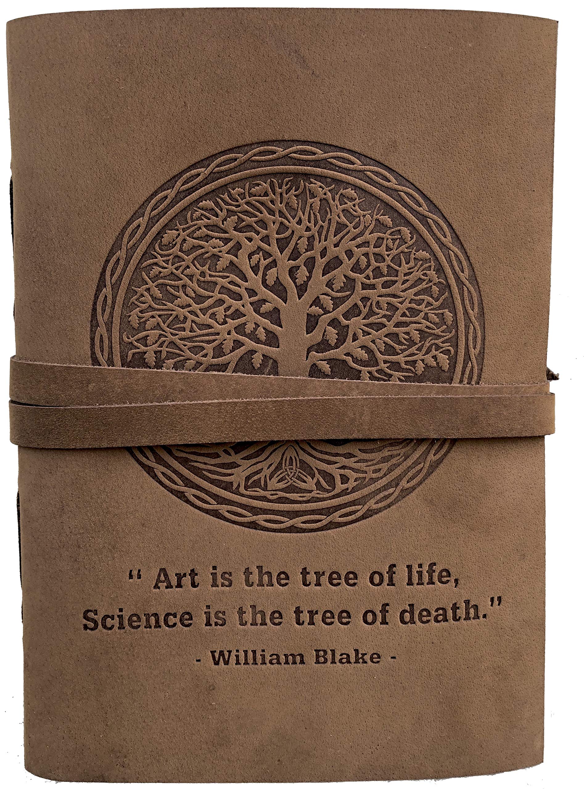 Tree Of Life Leather Journal, Embossed Notebook Handmade Travel Diary, Vintage Writing Bound for Men & Women, Best Gift for Art Antique Rustic Leather 5" X 7" Perfect for Notes Sketchbook,