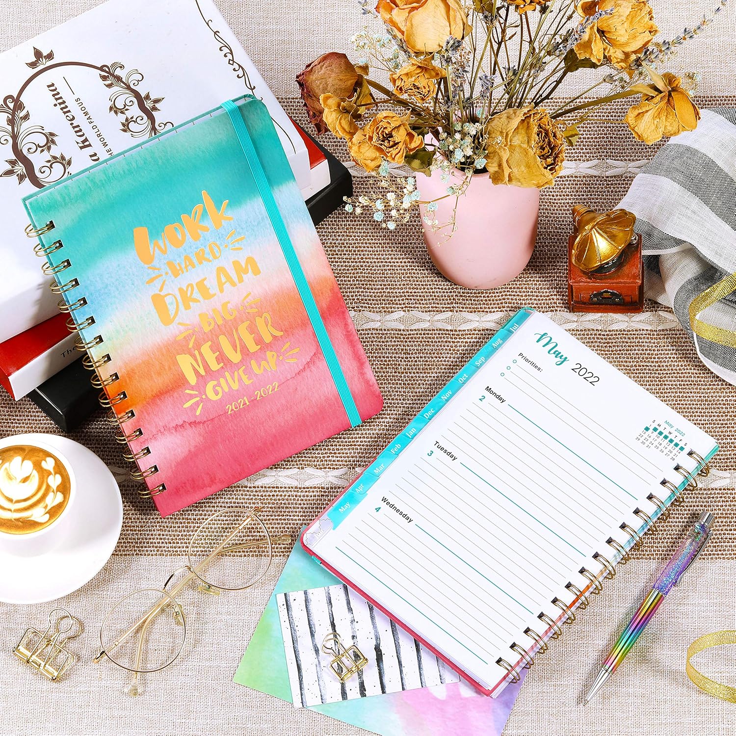 2021-2022 Planner - Weekly & Monthly Planner with Monthly Tabs, Jul 2021 - Jun 2022, 6.4" x 8.5", Flexible Hardcover with Thick Paper, Elastic Closure & Inner Pocket : Office Products