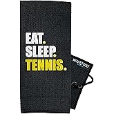 Tennis Towel | Eat Sleep Tennis Towel | Embroidered Tennis Towels for Men | Custom Tennis Towels for Women | Tennis Court Accessory | Tennis Gifts