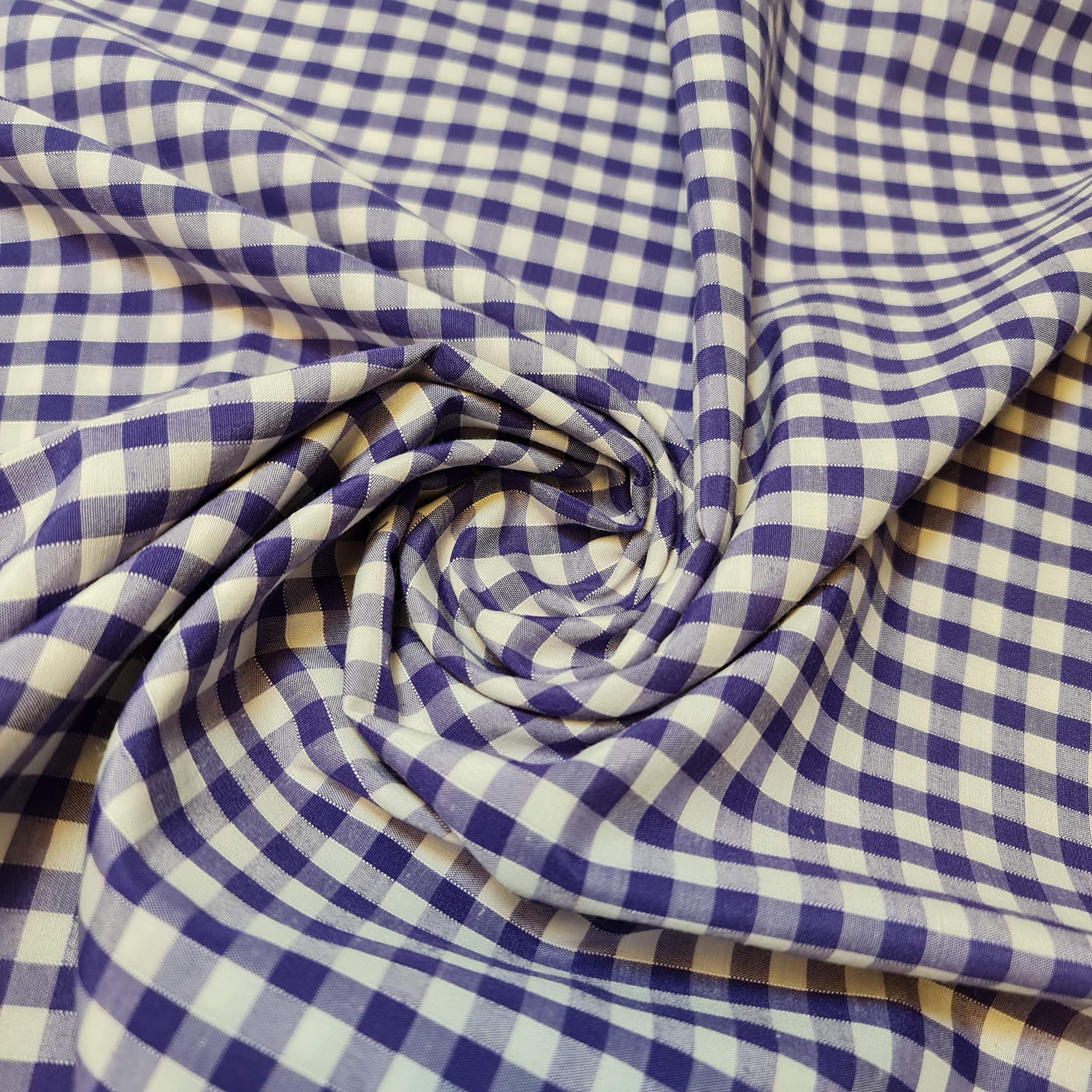 Polycotton Fabric 1/4" Gingham Check Material Dress Craft Uniform Checked 112cm (15+ Colours Available in Various Lengths) (Purple, 2 Meter)
