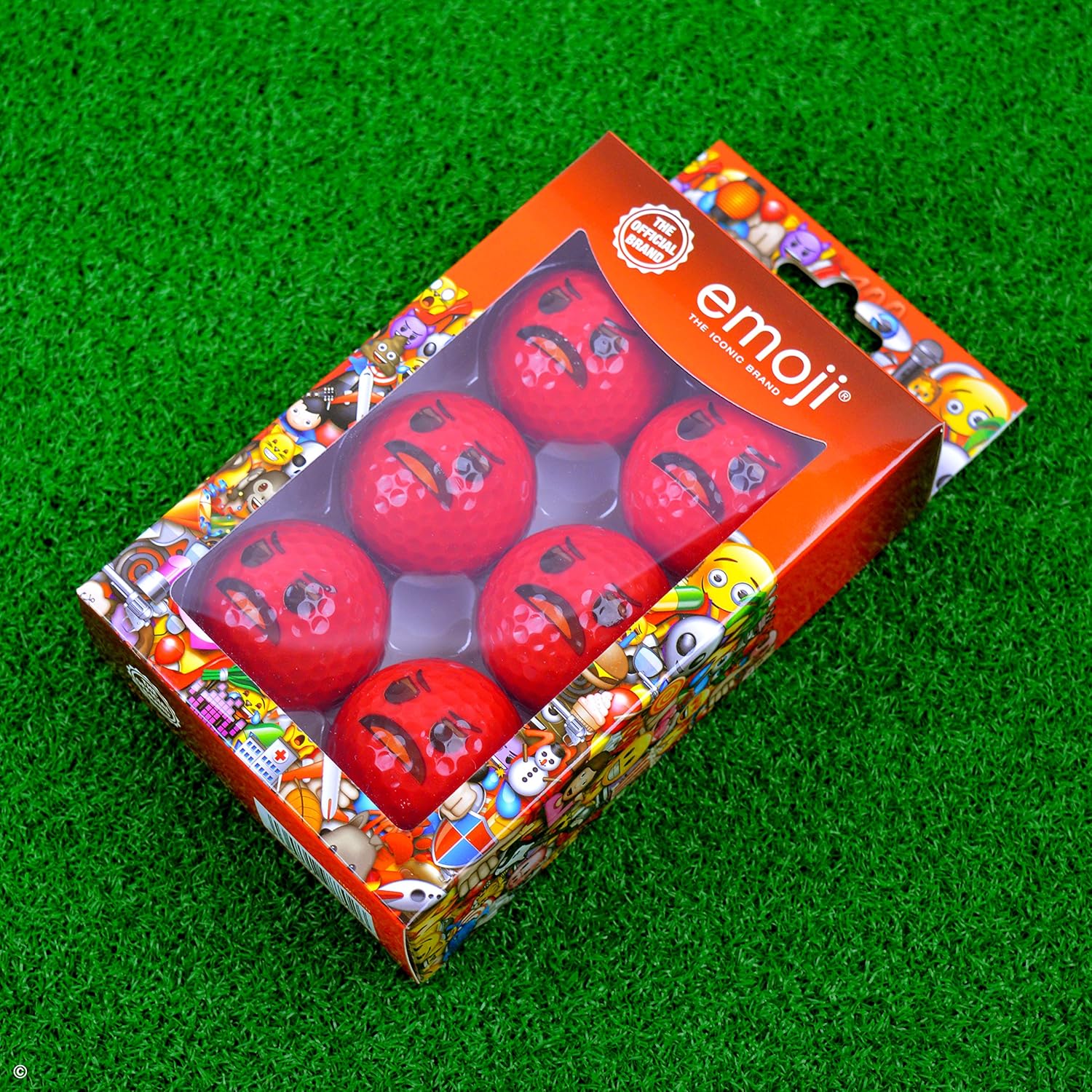 Emoji Unisex Adult 6 Pack Angry Novelty Fun Golf Balls Multicoloured