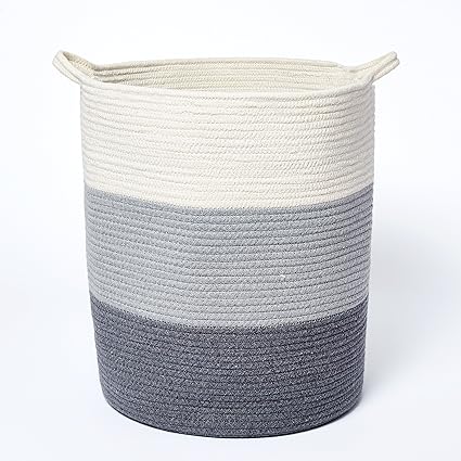 Panier De Rangement En Corde Pour Jouets Vetements Linge Bebe Couverture Creche Cuisine Grand Panier De Rangement En Toile Grise Parfait Pour Ranger Les Jouets Panier A Linge Panier A Linge Amazon Fr