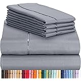 LuxClub 6 PC Sheet Set Bamboo Sheets Deep Pockets 18" Eco Friendly Wrinkle Free Sheets Machine Washable Hotel Bedding Silky S