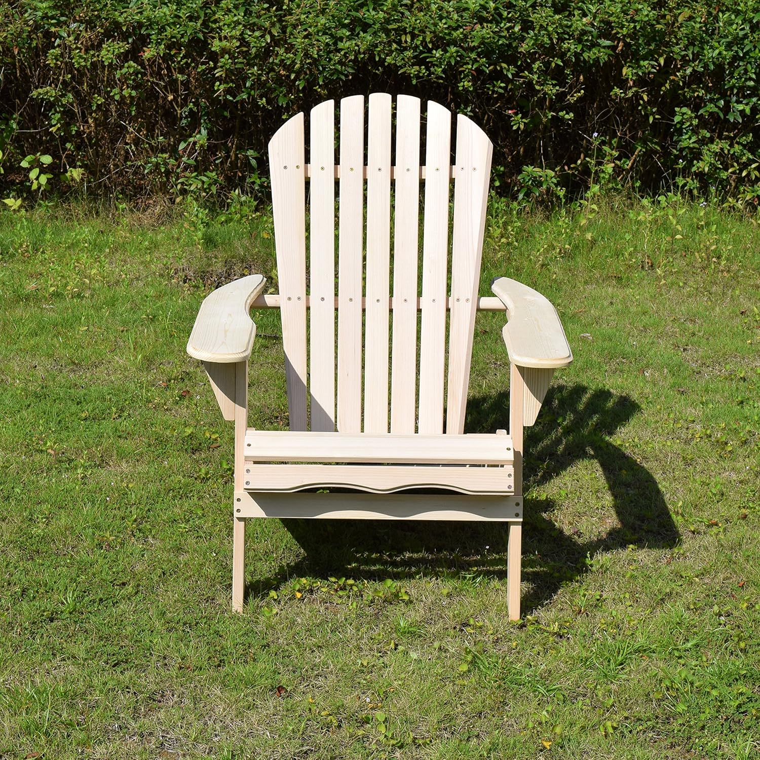 Merry Garden Foldable Wooden Adirondack Chair, Outdoor, Garden, Lawn, Deck Chair, Natural: Furniture & Decor