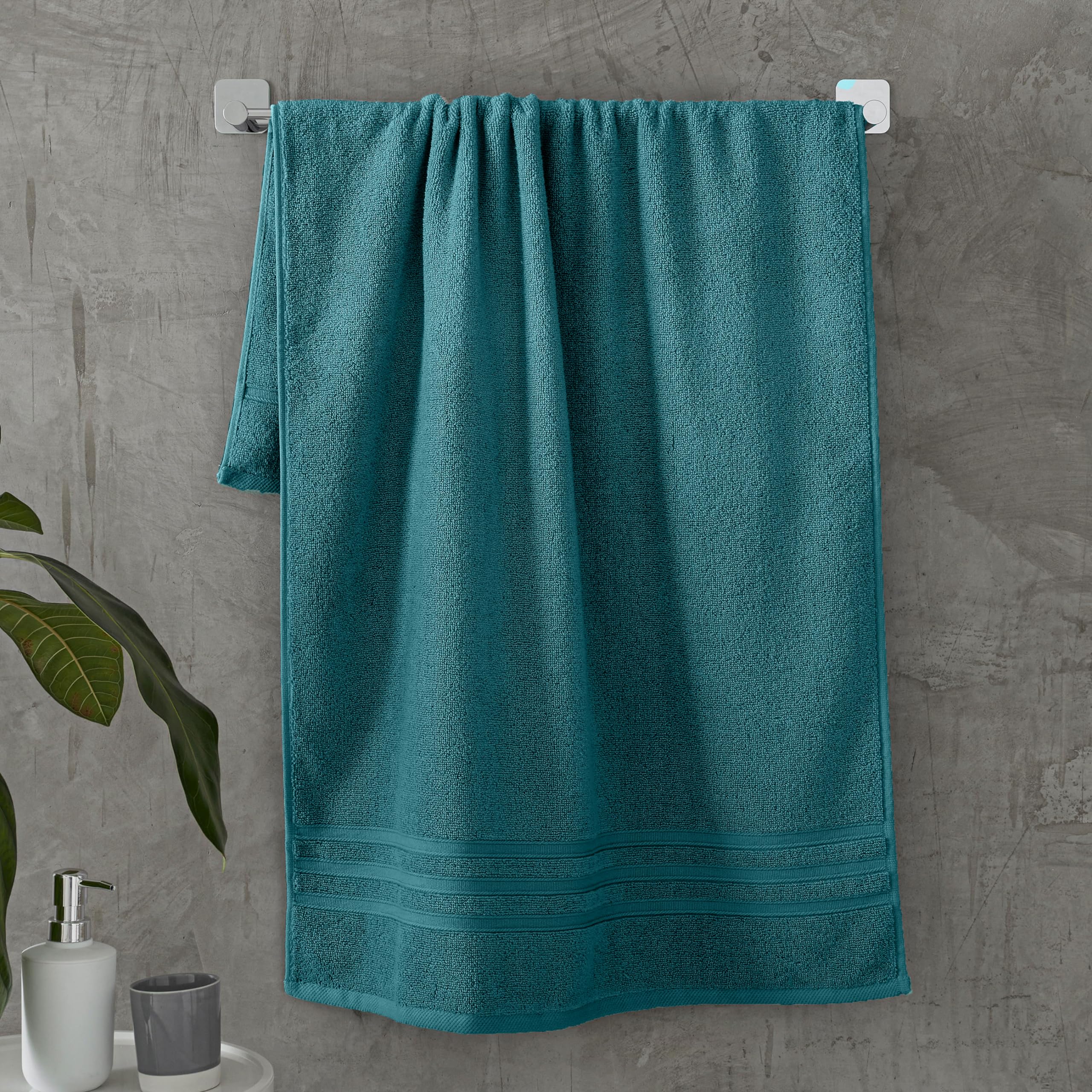 Catherine Lansfield Zero Twist Cotton 90x140cm Bath Sheet Pair Teal Green