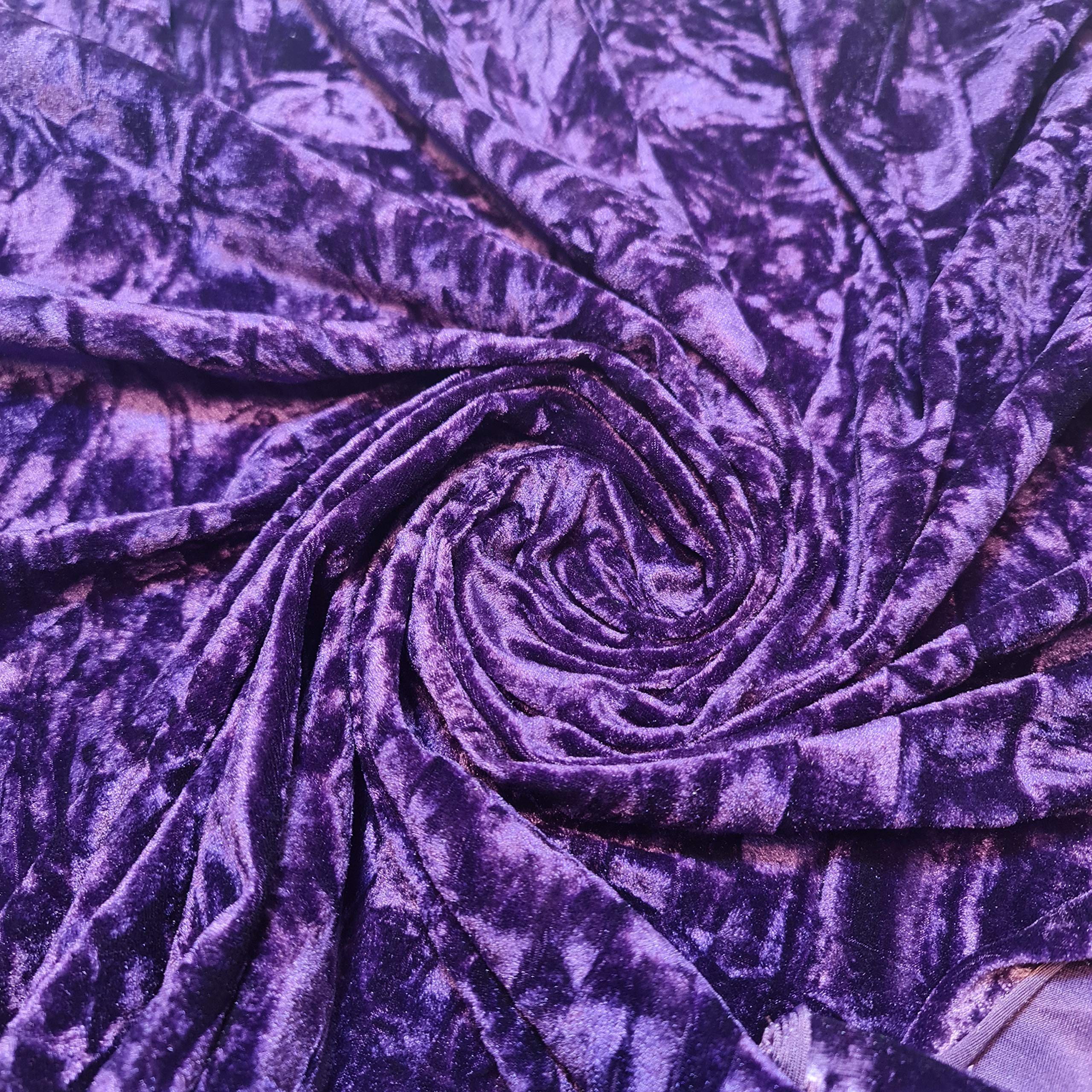 Textile Station Premium Quality Marble Crushed Velvet Medium Weight Stretch Fabric Material 58" Wide Available in 26 Colours (C Purple) โ image 1