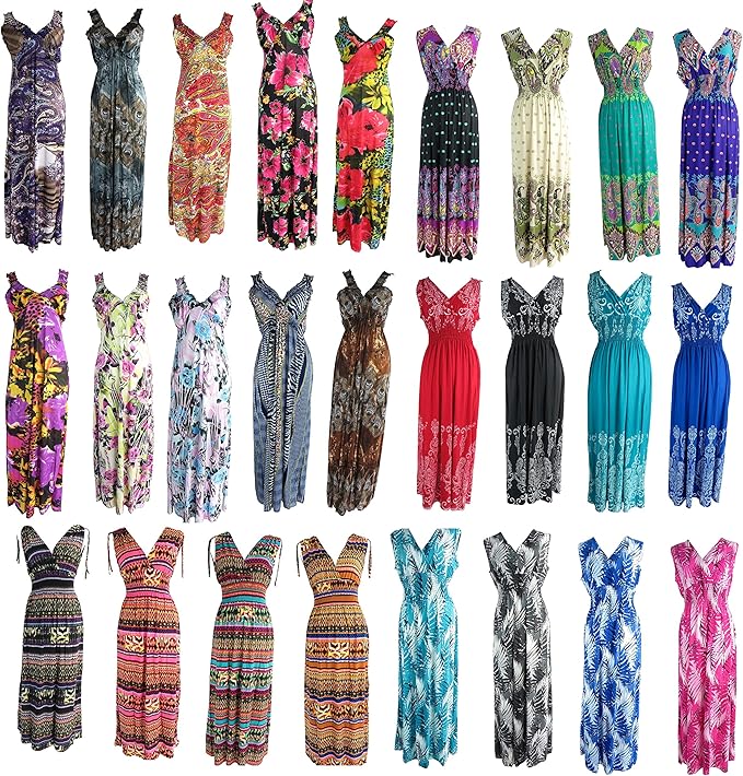 Wholesale lot of 25 Long Dress/Maxi Sundress/Beach Dress/Vacation Dress at Amazon Womenâs 