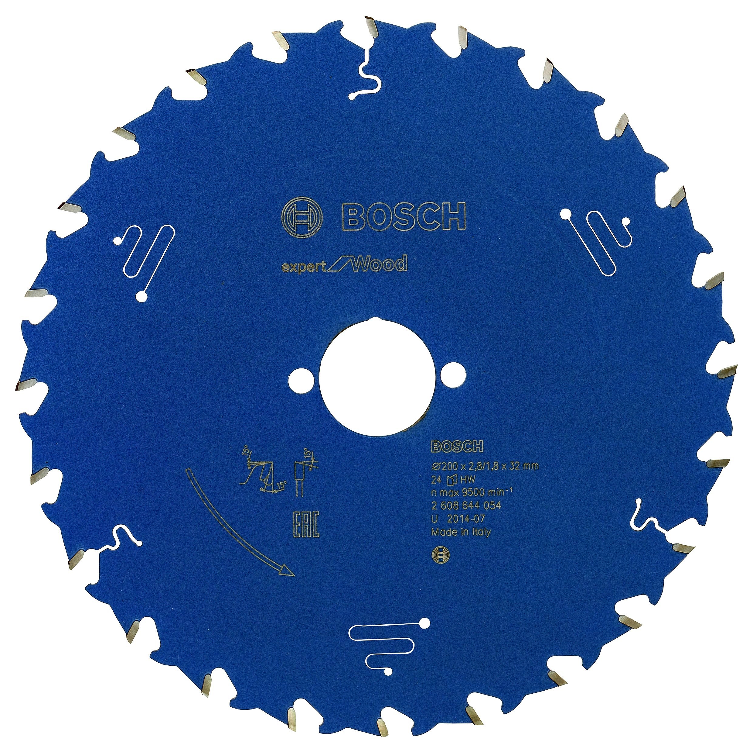 Bosch 2608644054 EXWOH 24 Tooth Top Precision Circular Saw Blade, 0 V, Blue