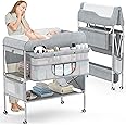 Portable Baby Changing Table, Foldable Changing Table Dresser Baby Changing Station, Height Adjustable Waterproof Diaper Changing Table Pad Topper, Newborn Nursery Organizer