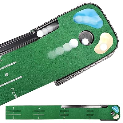 Tapis de jeu de golf Champkey PUTECH PRO - Trou réglable et retour de balle automatique Golf Putting Green - Alignement et distance Tapis d'entraînement Cadeau pour la maison, le bureau, l'extérieur