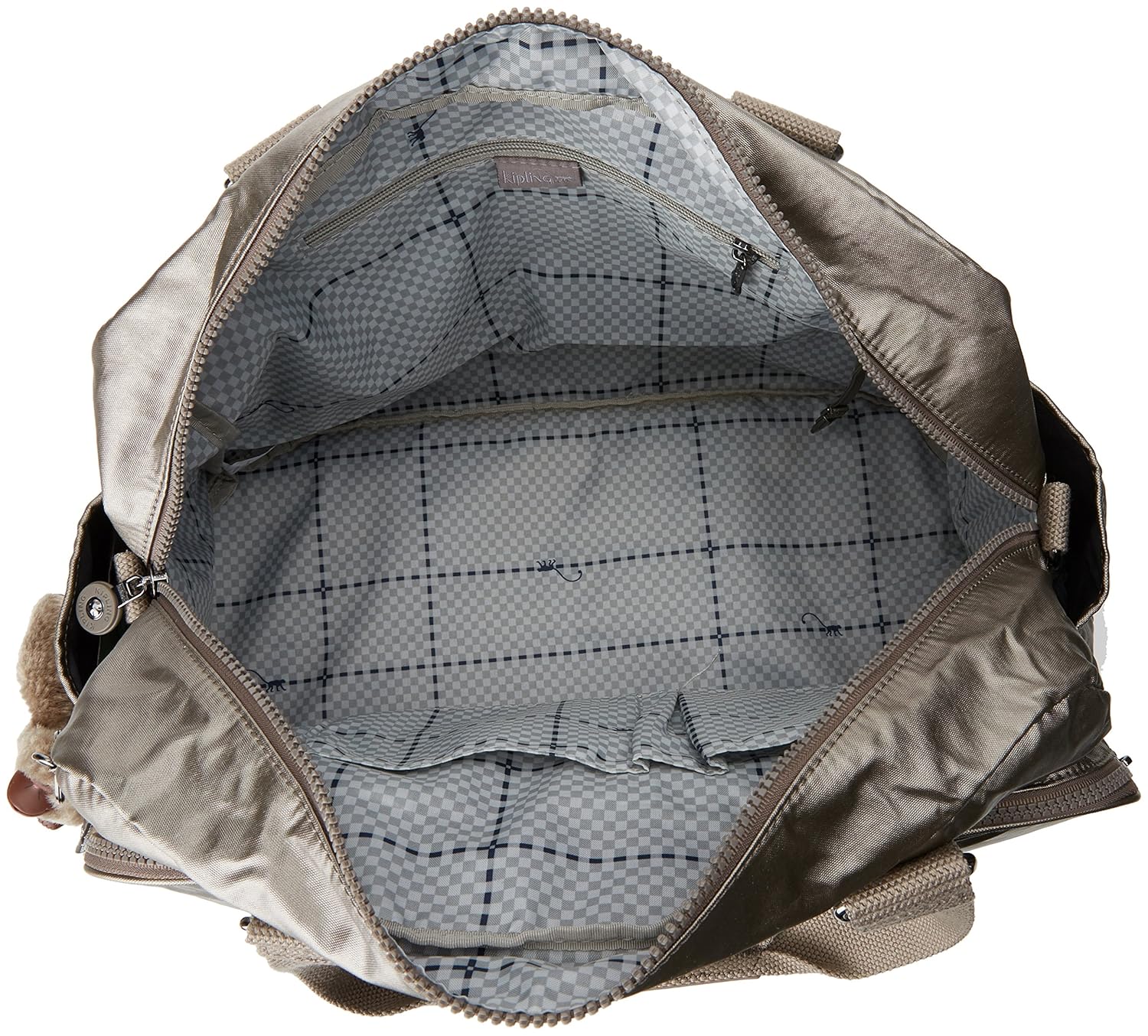 kipling travel tote - july bag metallic pewter,f