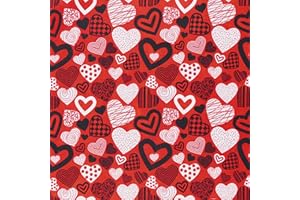 Mook Fabrics, Cotton 100% 45" 2024 Valentines Black & Red