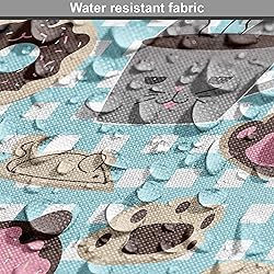Ambesonne Cat and Mouse Fabric by The