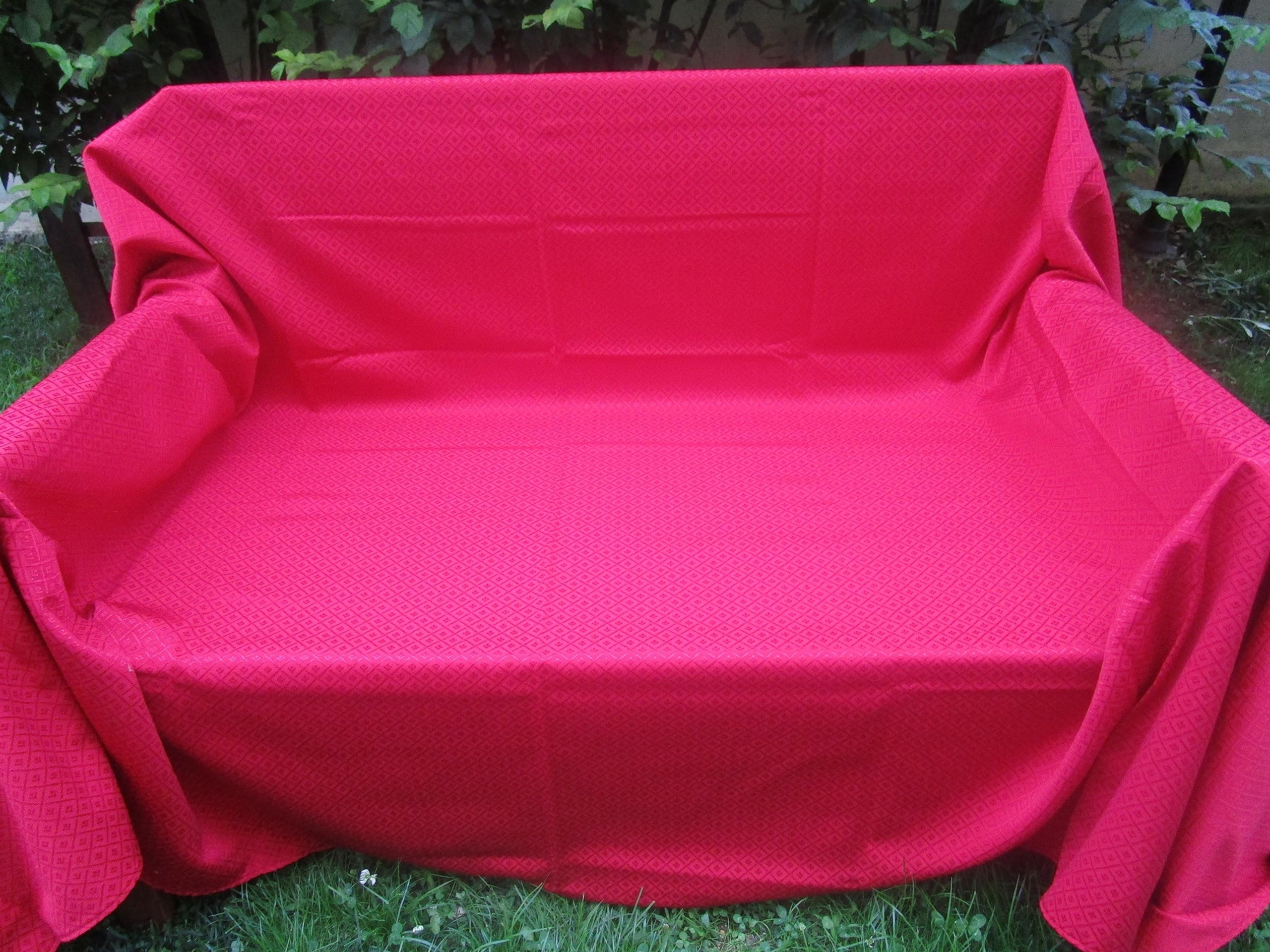 PAGO POCO Plain Damask Furniture Cover Size: 200 x 280 cm Made in Italy New 2021!!! (Bordeaux)