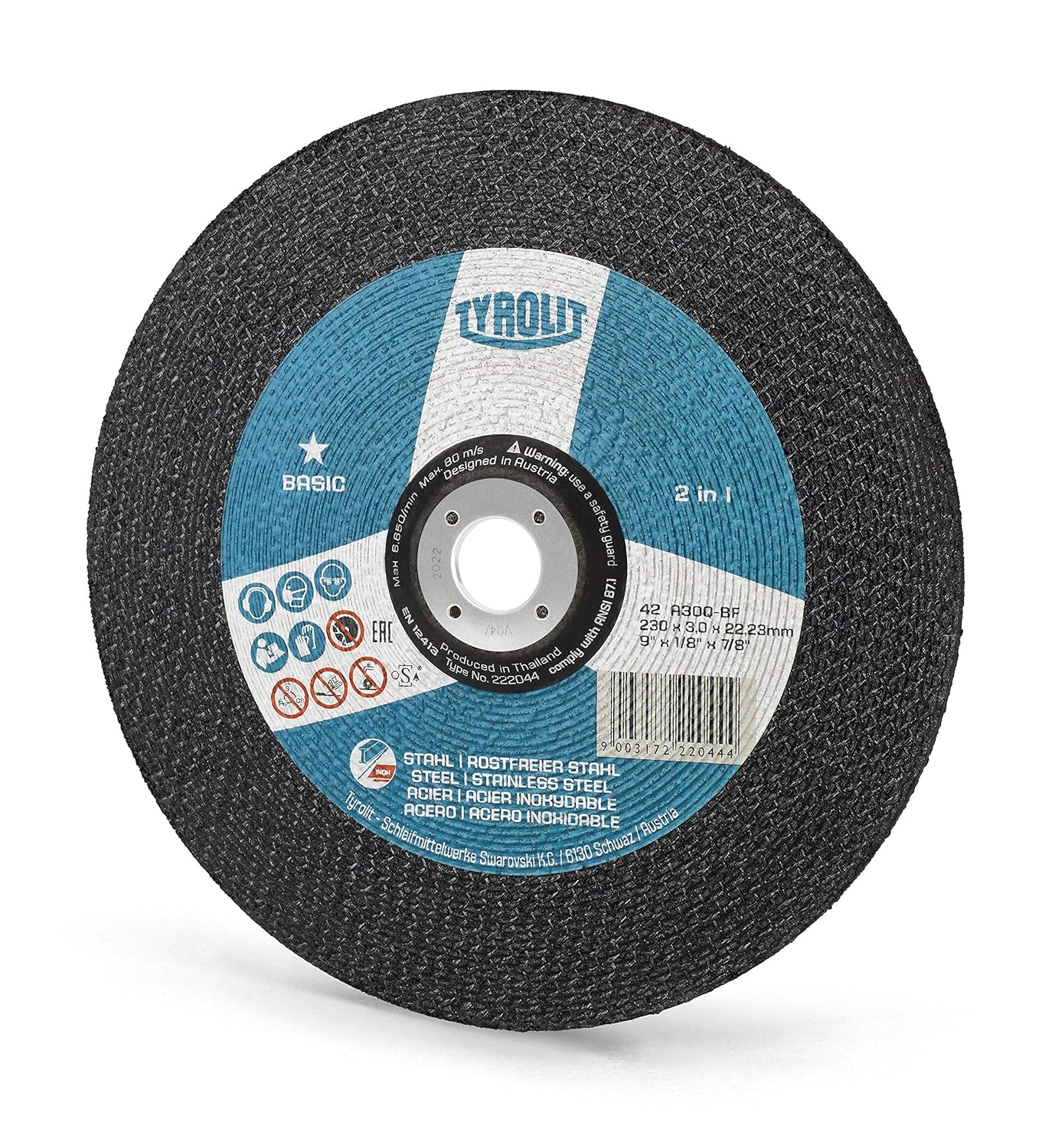 TYROLIT 2-in-1 Cutting Disc for Stainless Steel -- 230 x 3.0 x 22.23 mm (Pack of 25), 230 mm x 3.0 x 22.23 - Image 3