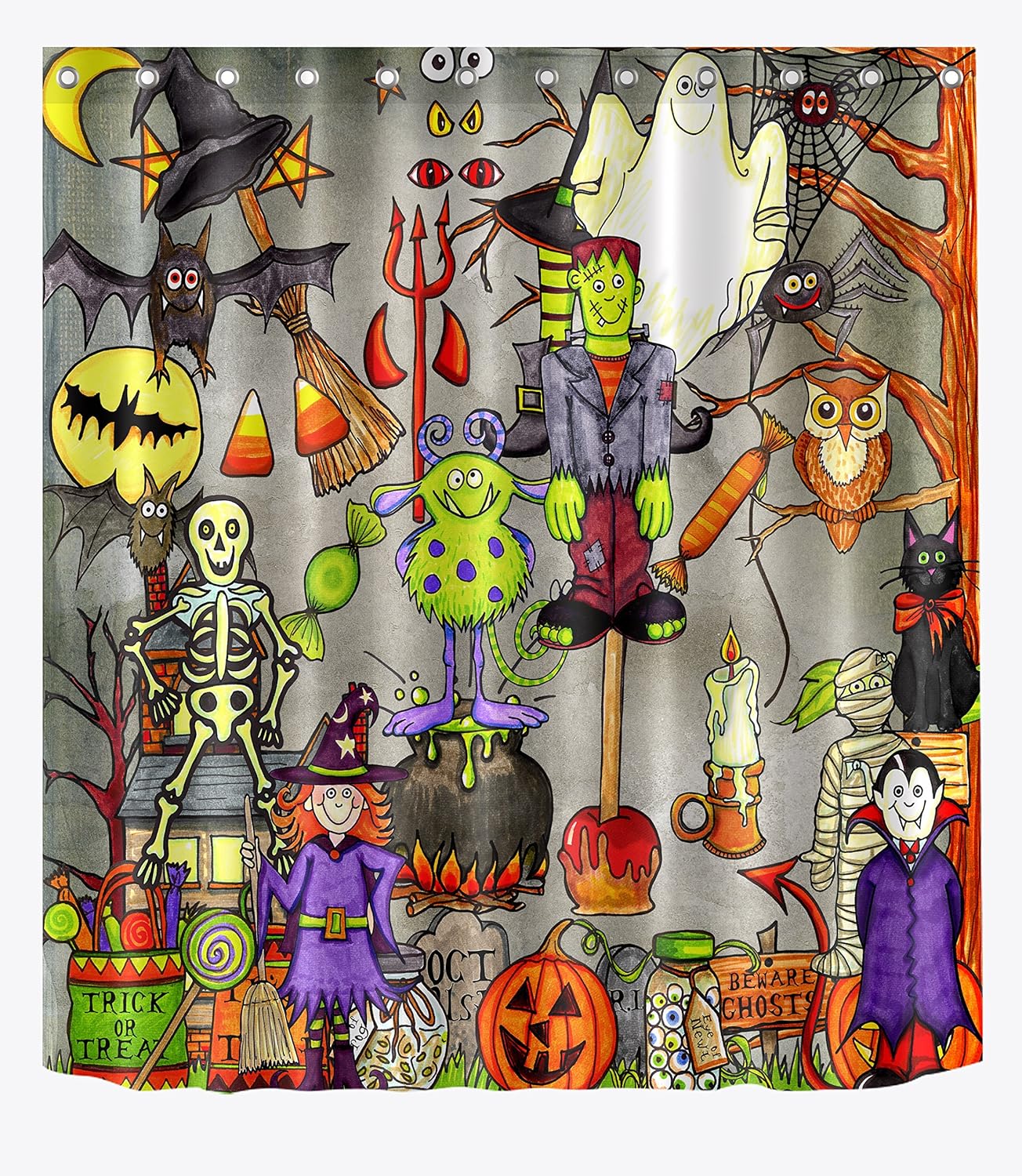 Amazon Com Lb Witch Haunted House Vampire Scary Halloween Shower Curtain For Bathroom Black Cat Spider Web Shower Curtain Hooks For Kids Children Bathroom Decor 70x70 Waterproof Fabric Furniture Decor