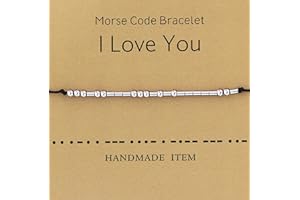 Jewenova Morse Code Bracelet for Women Men Beads on Silk Cord Friendship Bracelet Best Friend Bracelet Inspirational Gift for Her with Meaning Card