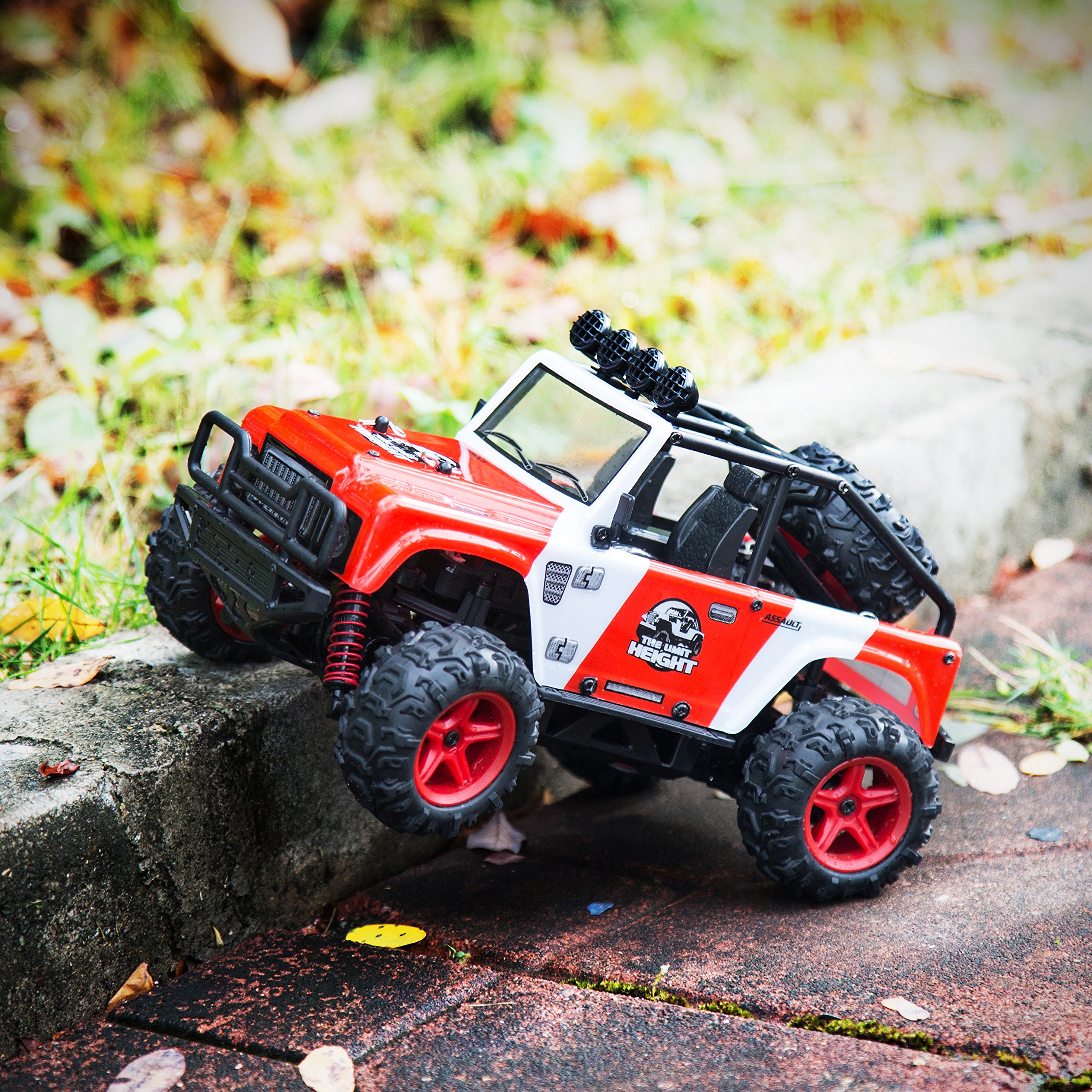 RC Voiture Télécommandée, Abask Voiture Radiocommandé Radio Commandée 1:22 Échelle 2.4GHz 40+KM/H Remote Control Voitures Tout Terrain Camion Hors-Route Buggy Le Meilleur Cadeau pour Enfants ou Amateurs de Camion (Rouge)