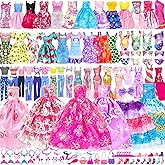 138 Pcs Doll Clothes and Accessories, 5 Wedding Gowns 9 Fashion Dresses 3 Tops 3 Pants 3 Bikini Swimsuits 20 Shoes for 11.5 inch Doll Christmas Stocking Stuffers Girls Gift Age 5-7 8-10