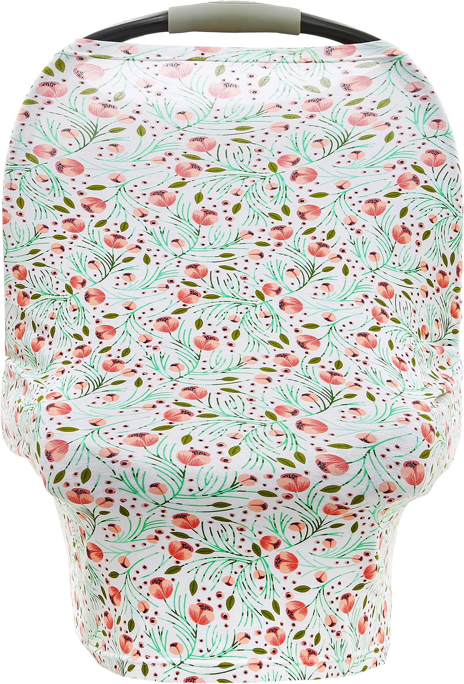 Multi-use Stretchy Nursing Cover | Baby Car Seat Canopy | Shopping Cart Cover | High Chair Protector | Flower Design | Perfect for Breastfeeding Mothers | Great Baby Shower Gift by Mila Millie