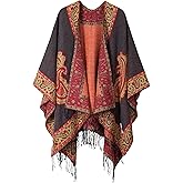 Urban CoCo Women's Retro Style Vintage Pattern Tassel Poncho Shawl Cape Wraps For Women
