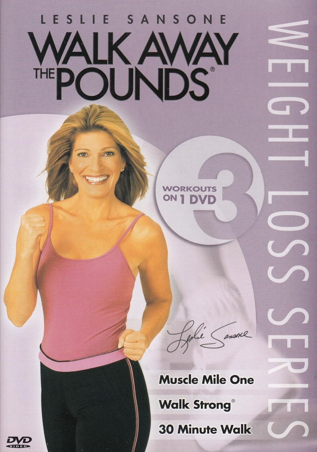 Leslie Sansone Walk Aways the Pounds 3 Workouts on 1 Dvd; Muscle Mile One/ Walk Strong/ 30 Min
