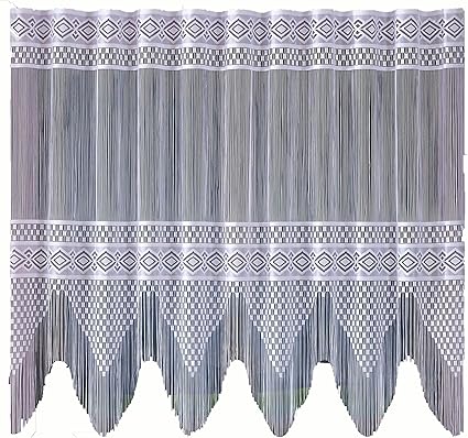 Very Nice White Jardiniere Net Curtain With Fringe 300x160cm Window