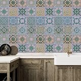 WALPLUS 24x 6in Vintage Green Azulejo Tile Stickers Peel & Stick Backsplash view 2