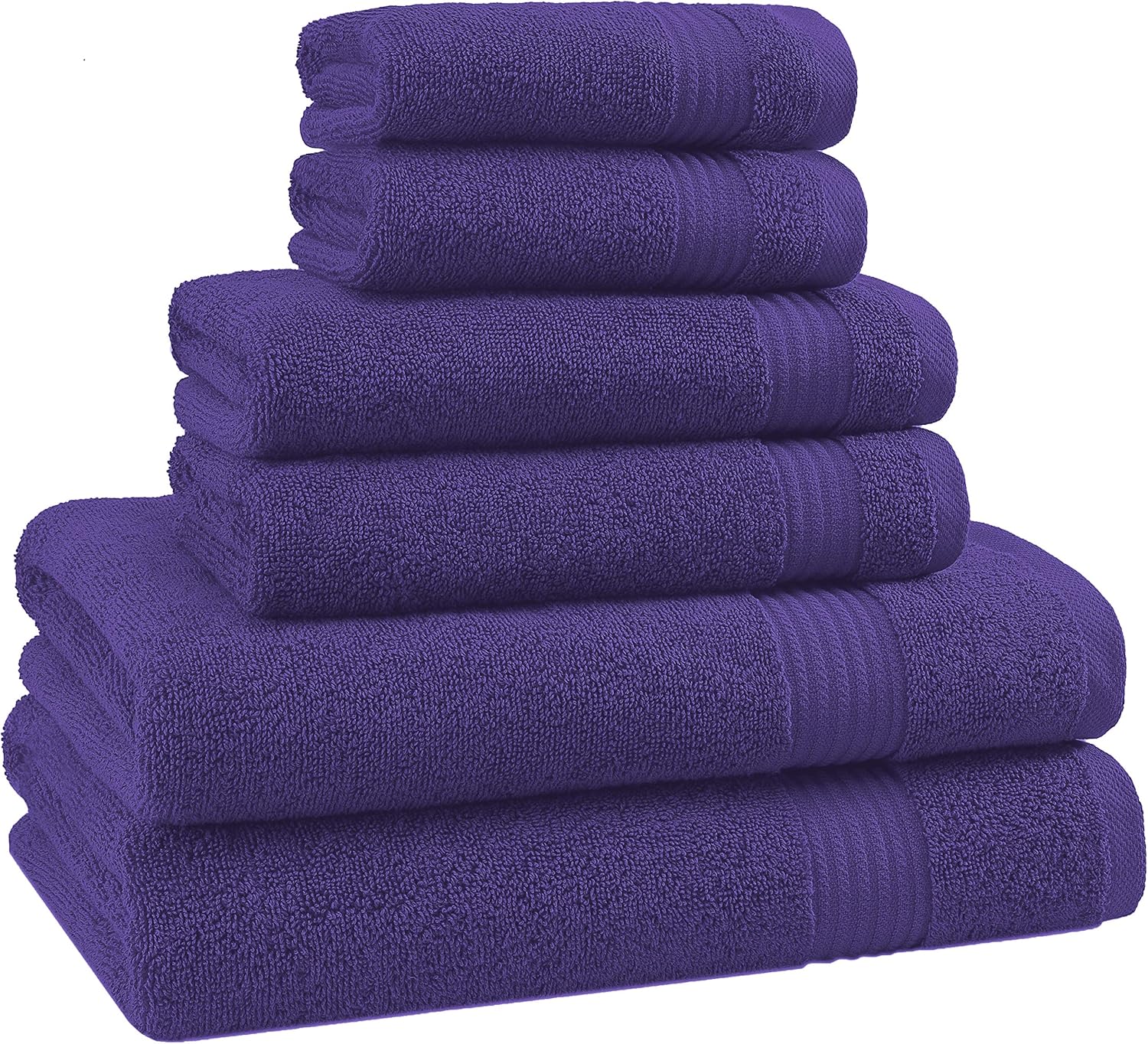Hotel & Spa Quality, Absorbent & Soft Decorative Kitchen & Bathroom Sets, 100% Turkish Genuine Cotton 6 Piece Towel Set, Includes 2 Bath Towels, 2 Hand Towels, 2 Washcloths - Violet Purple: Kitchen & Dining