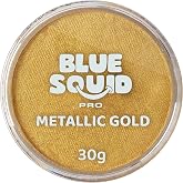 Blue Squid Face Paint Water Based Single Cake Professional Face Paint &amp; Body Paint - Water Activated, Kids Adults Face Painting for Costume, Halloween Makeup, Cosplay - Metallic Gold Face Paint 30g