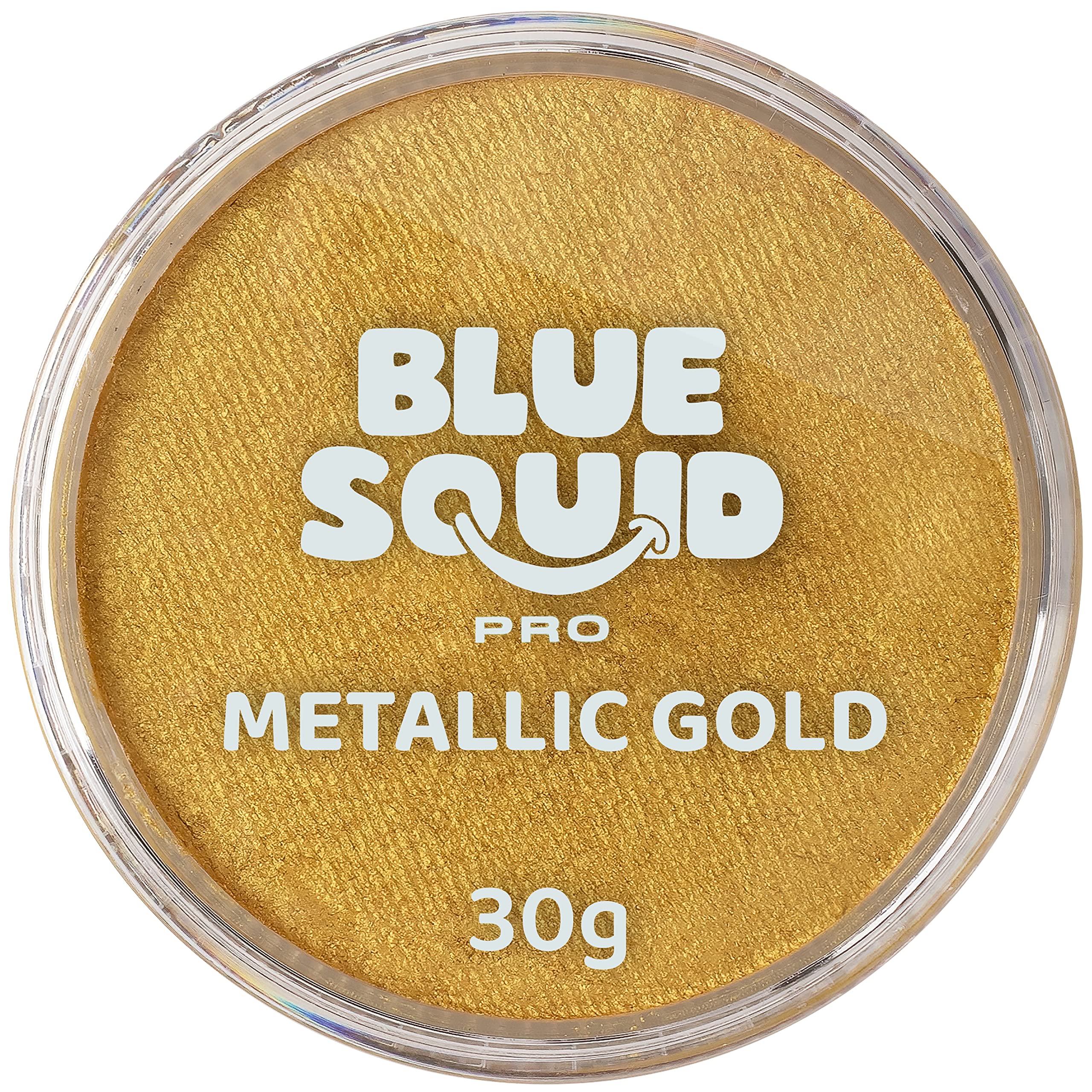 Blue Squid PRO Face Paint - Professional Water Based Single Cake Facepaint & Body Paints - SFX Makeup, Kids Adults Painting for Costume, Halloween Face Paints for Children - Metallic Gold 30g / 1oz
