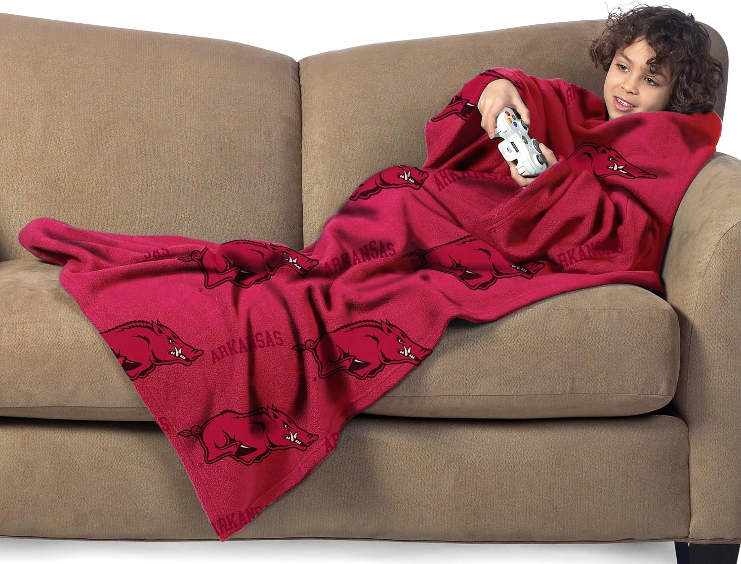 Arkansas Razorbacks Youth Comfy Throw Blanket with Sleeves