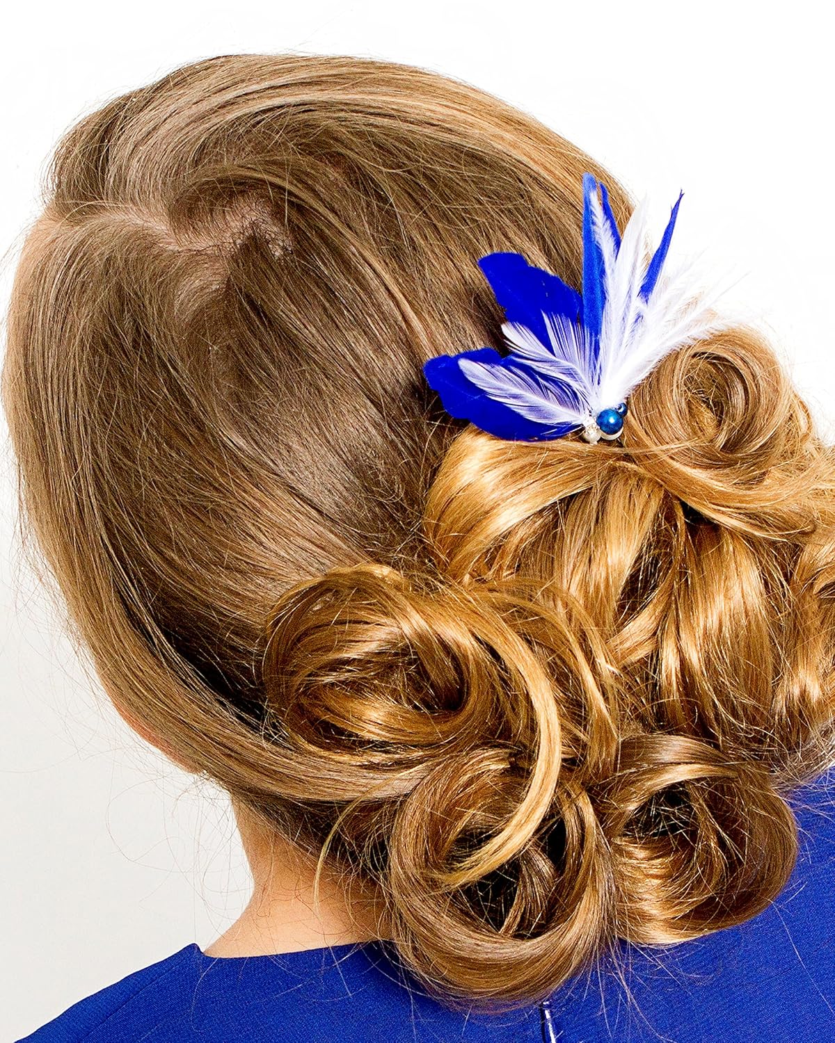 Amazon Com White Royal Blue Hair Fascinator Feather Accessories