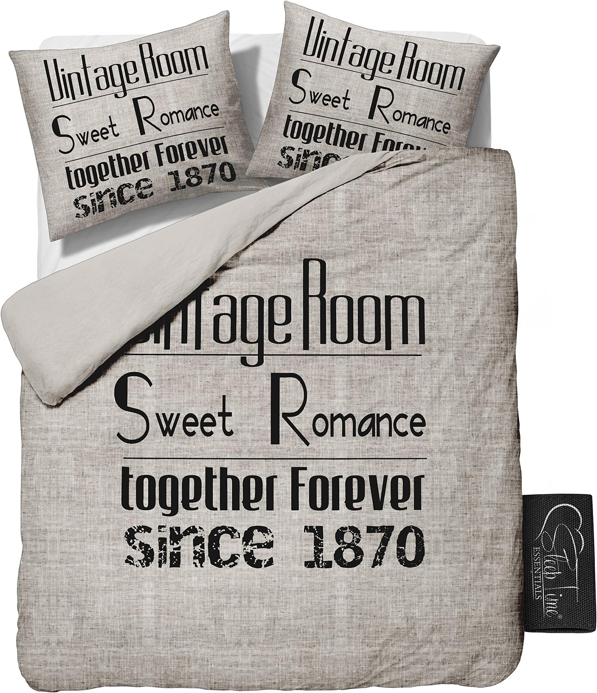 Sleeptime Vintage Room - 240x200/220 - Brown + 2 Pillowcases 60x70