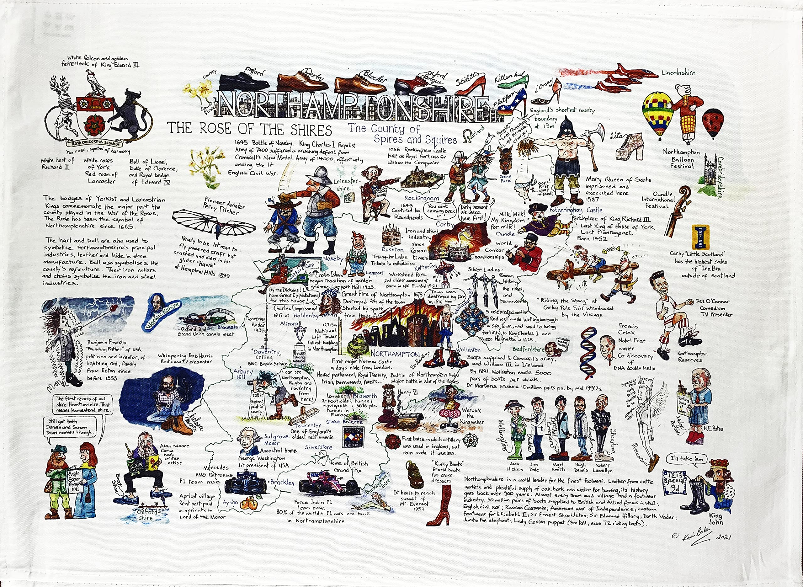 Half a Donkey Guide to Northamptonshire - Large Cotton Tea Towel