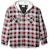 Wrangler Authentics Men's Long Sleeve Quilted Lined Flannel Shirt Jacket with Hood