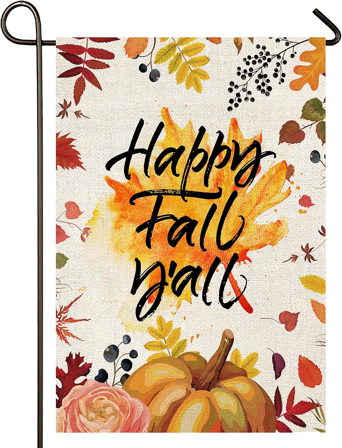 Atenia Happy Fall Yall Pumpkin Burlap Garden Flag, Double Sided Pumpkin Garden Outdoor Autumn Yard Flags (Garden Size - 12.5X18)
