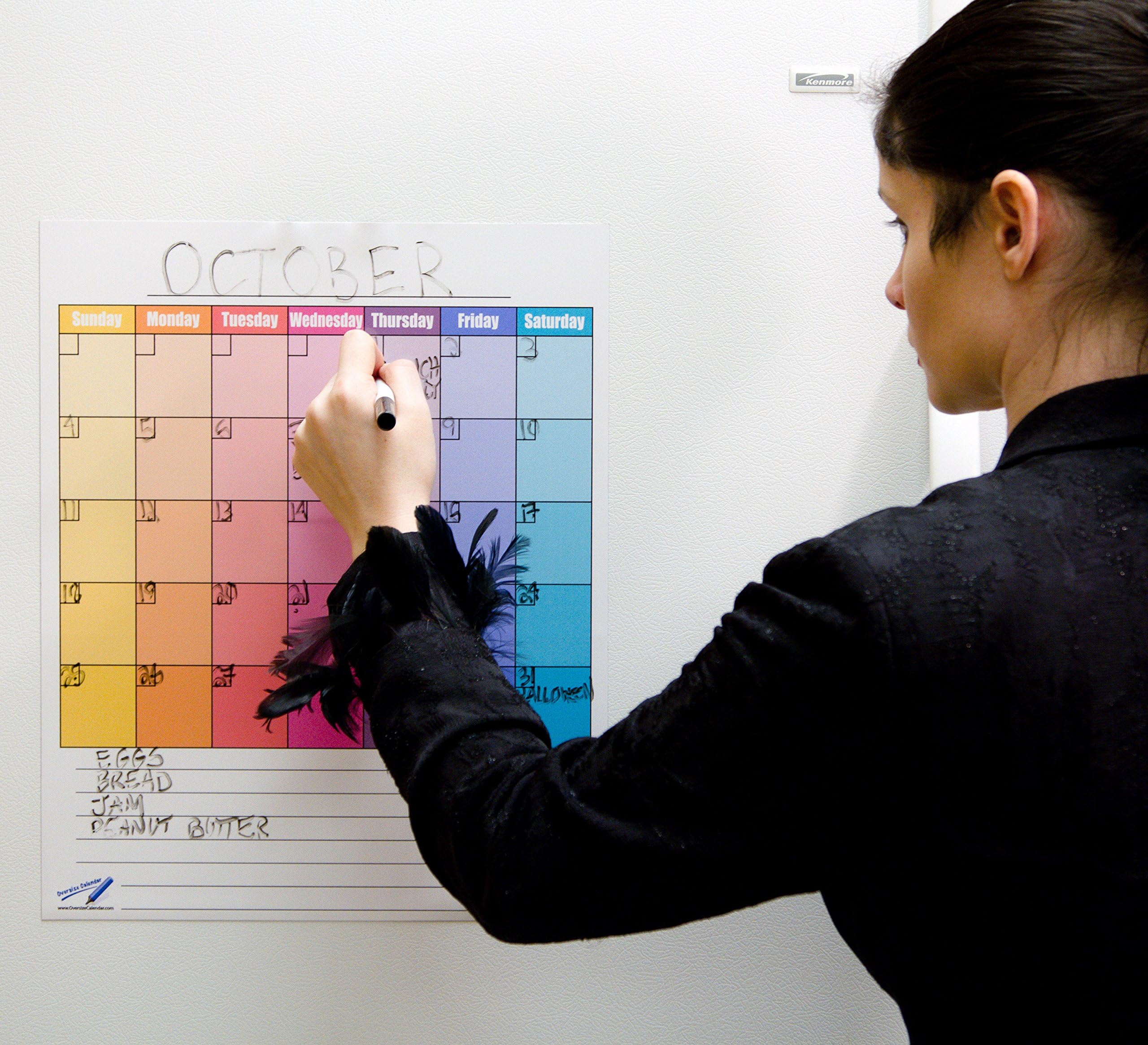 Dry Erase Calendar Magnets Monthly Magnetic Boards Large - 14"x17" Colour Kitchen Magnetic Boards