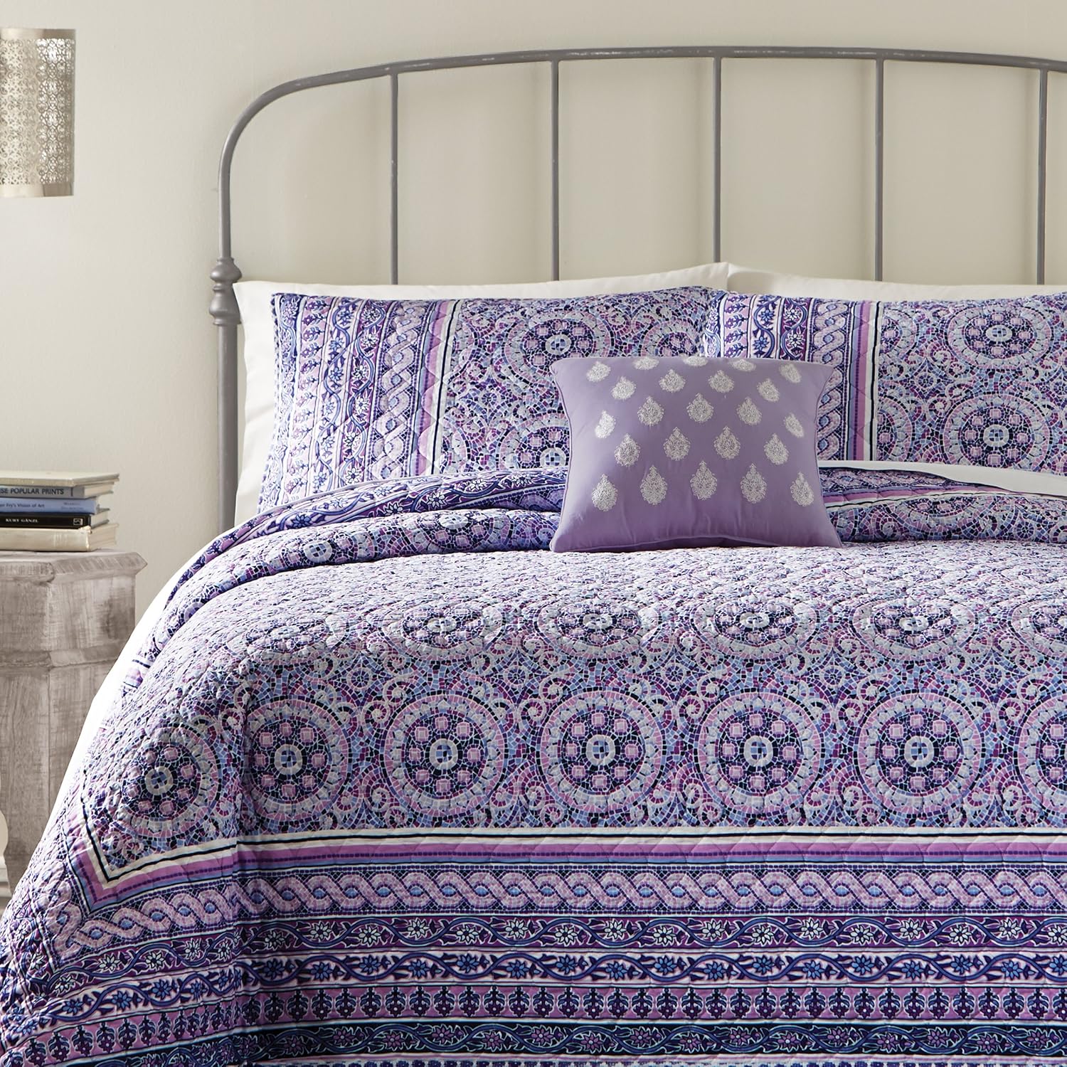 Jessica Simpson Full/Queen, Purple Mosaic Border Quilt
