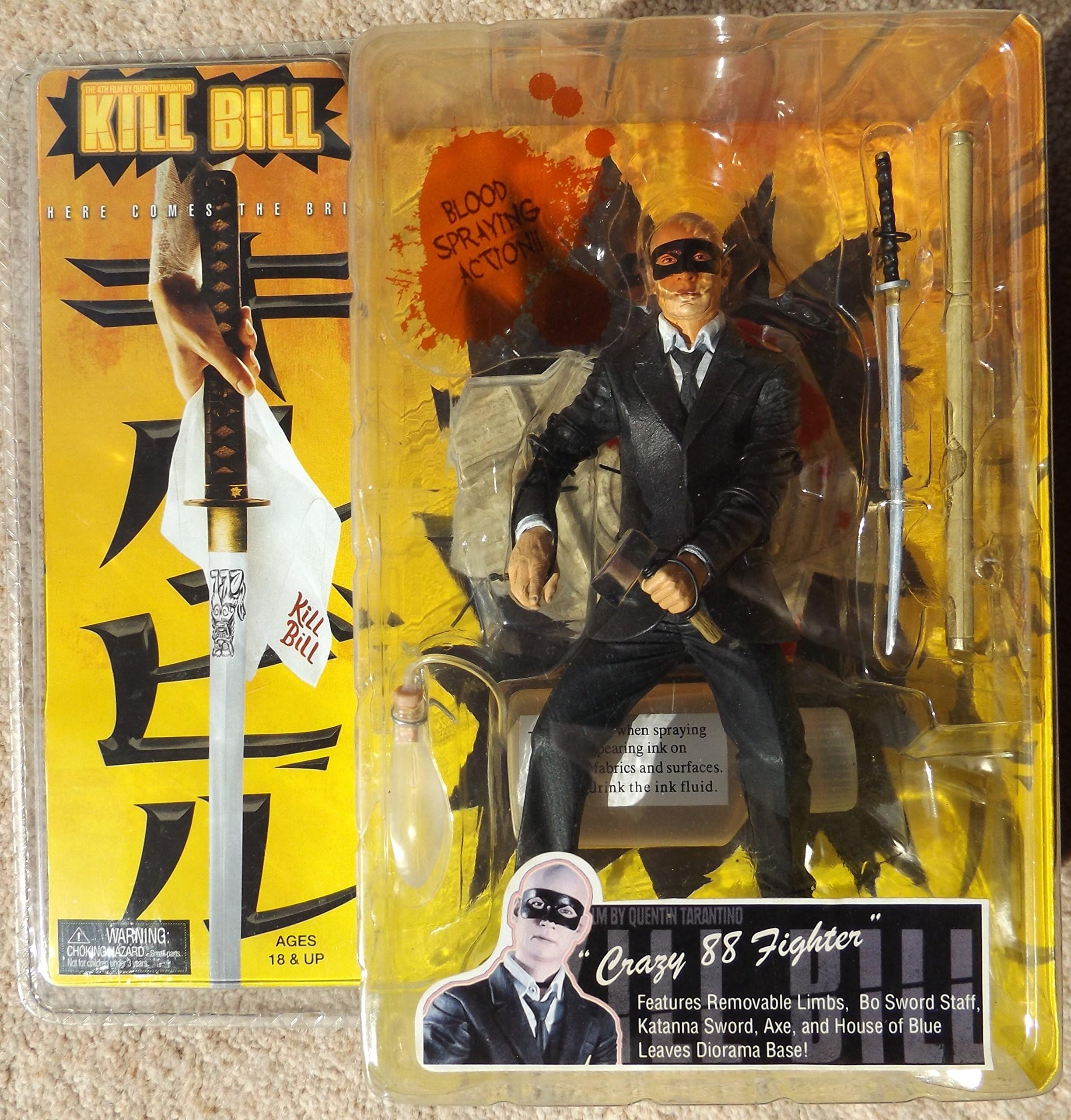 Kill Bill Crazy 88 Fighter Action Figure Figurine Bald Henchman NECA Blood Spraying Action