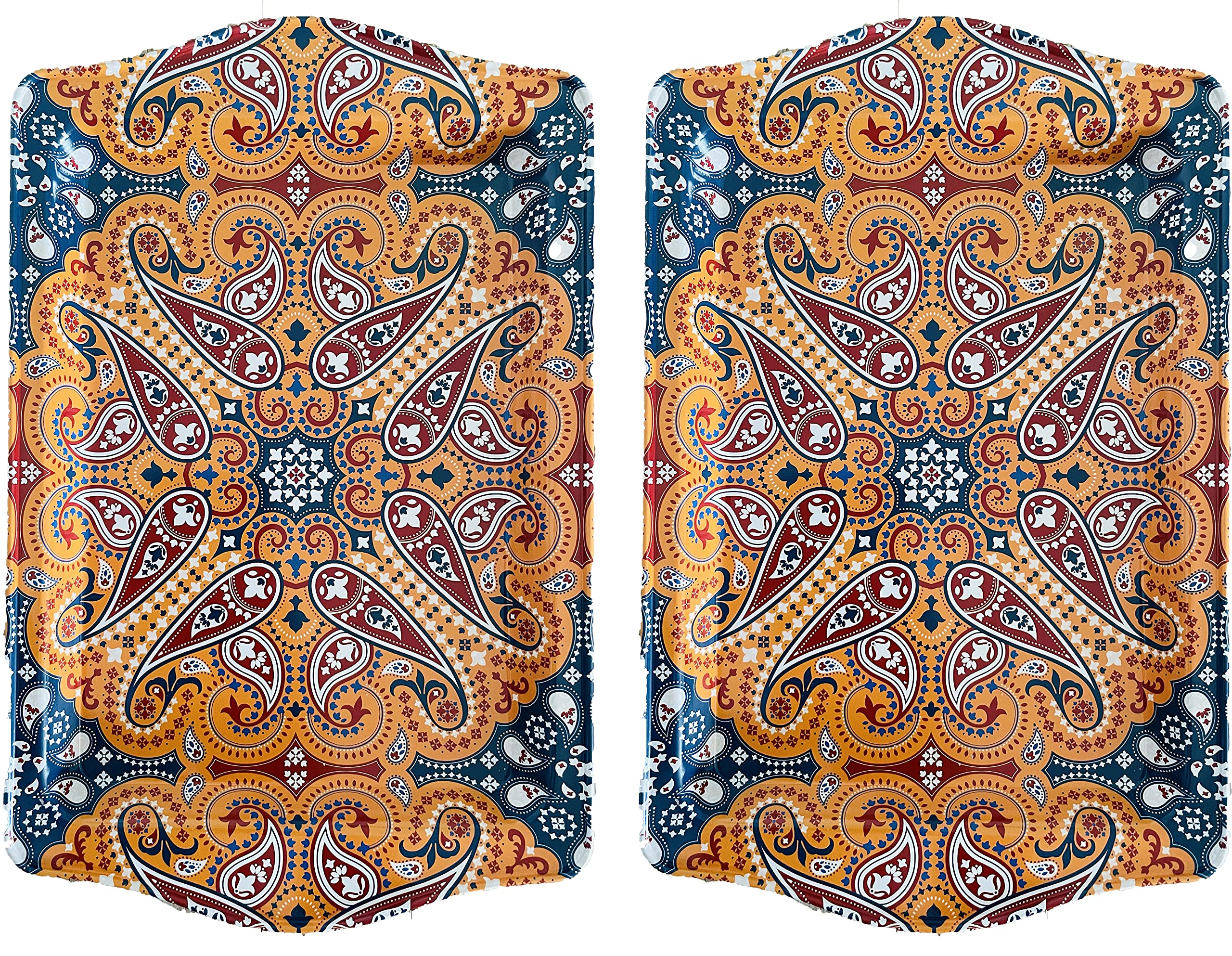 Totally Turkish Premium Design Small Serving Tray – Twin Pack of Trays with Gift Box, Decorative Serving Plates for Cups, Drinks, Bowls. 25 x 16 cm. Ideal Surface tidier for Household Items (Galata)
