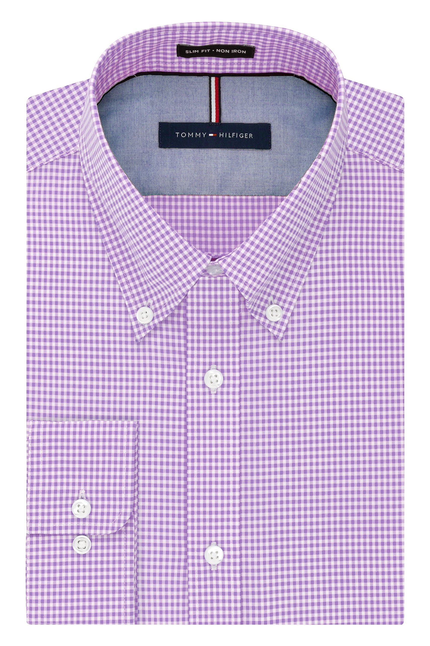 Tommy Hilfiger Mens Dress Shirt Slim Fit Non Iron Gingham