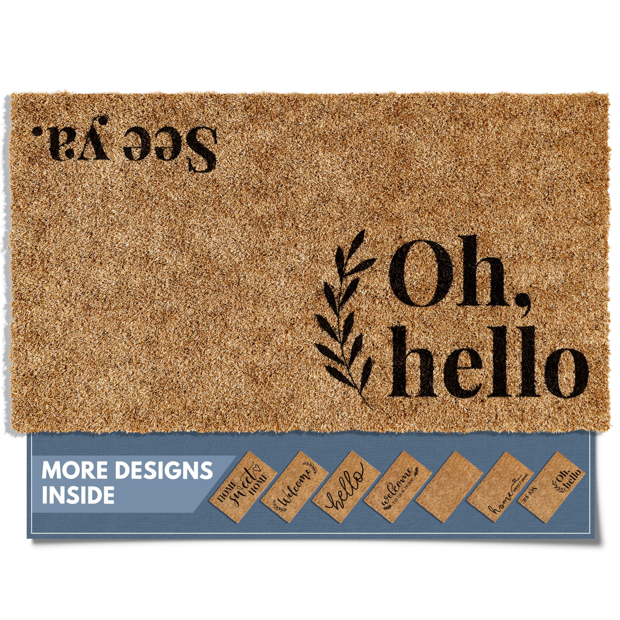 Barnyard Designs ‘Oh Hello, See Ya’ Doormat, Indoor/Outdoor Non-Slip Rug, Front Door Welcome Mat for Outside Porch Entrance, Home Entryway Farmhouse Decor, 76 x 43cm