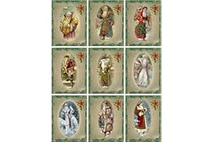 PAPER MOON MEDIA Victorian Images Vintage Santa Christmas Graphics Collage Sheet, Digital Scrapbooking, Prints, ATC, Gift Tags 8.5 x 11"