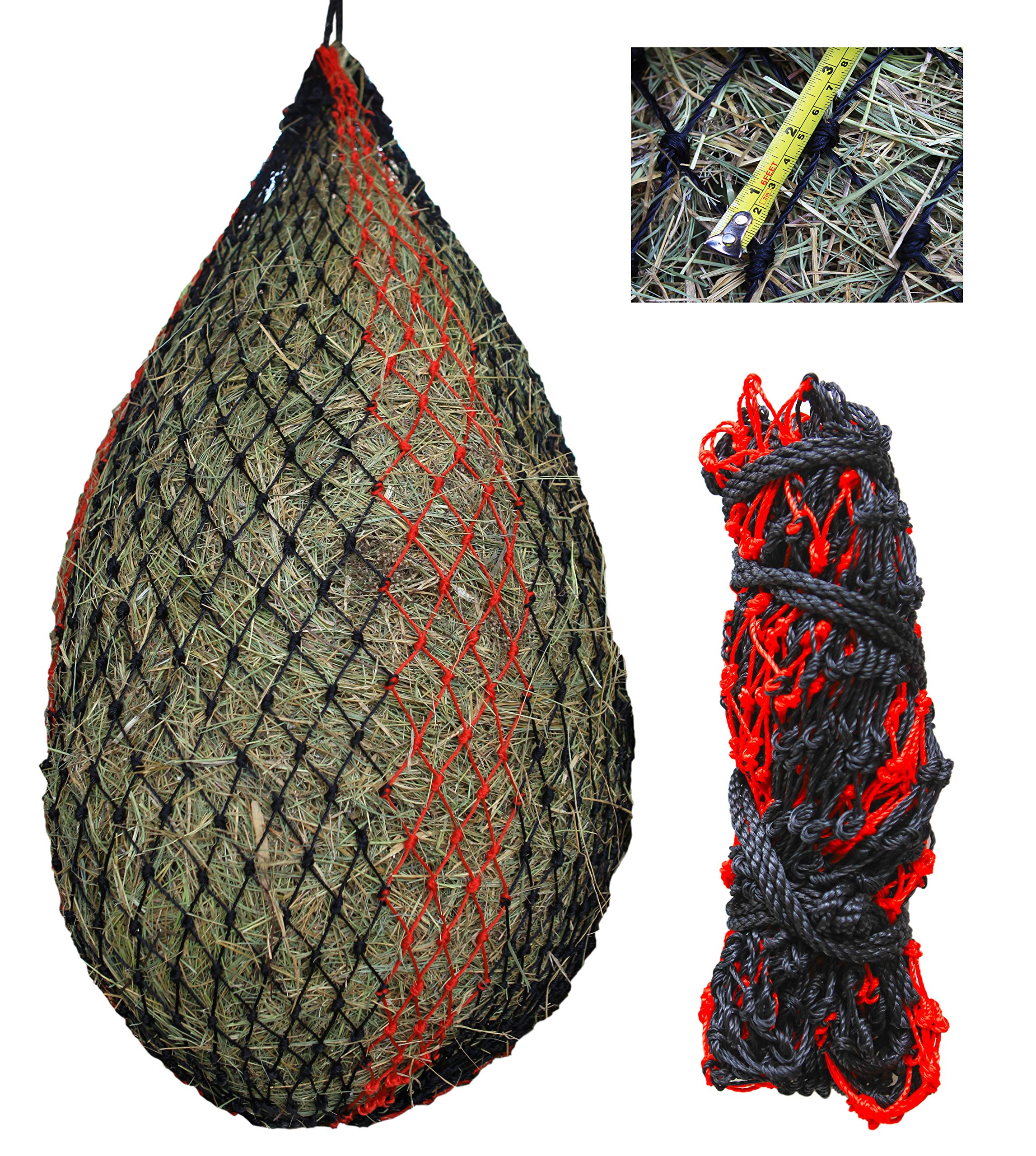 T TEKE 2pcs Deluxe Slow hay Feeder hay nets, 1-3/4" Feeding Holes, Horse Supplies hay Bags for Horses, Goats