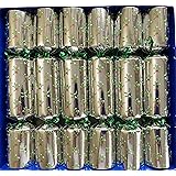 Crackers Ltd Set of 6 Large Glass Animal Figurine Festive Mistletoe Design Silver Christmas