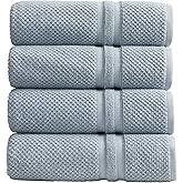 Springtree Home Blue Bath Towels Set of 4 | Popcorn Textured | 100% Combed Cotton | Absorbent Quick-Dry Towels for Bathroom | Oeko-TEX® Standard 100 Cotton | Poli Collection - Blue Fog