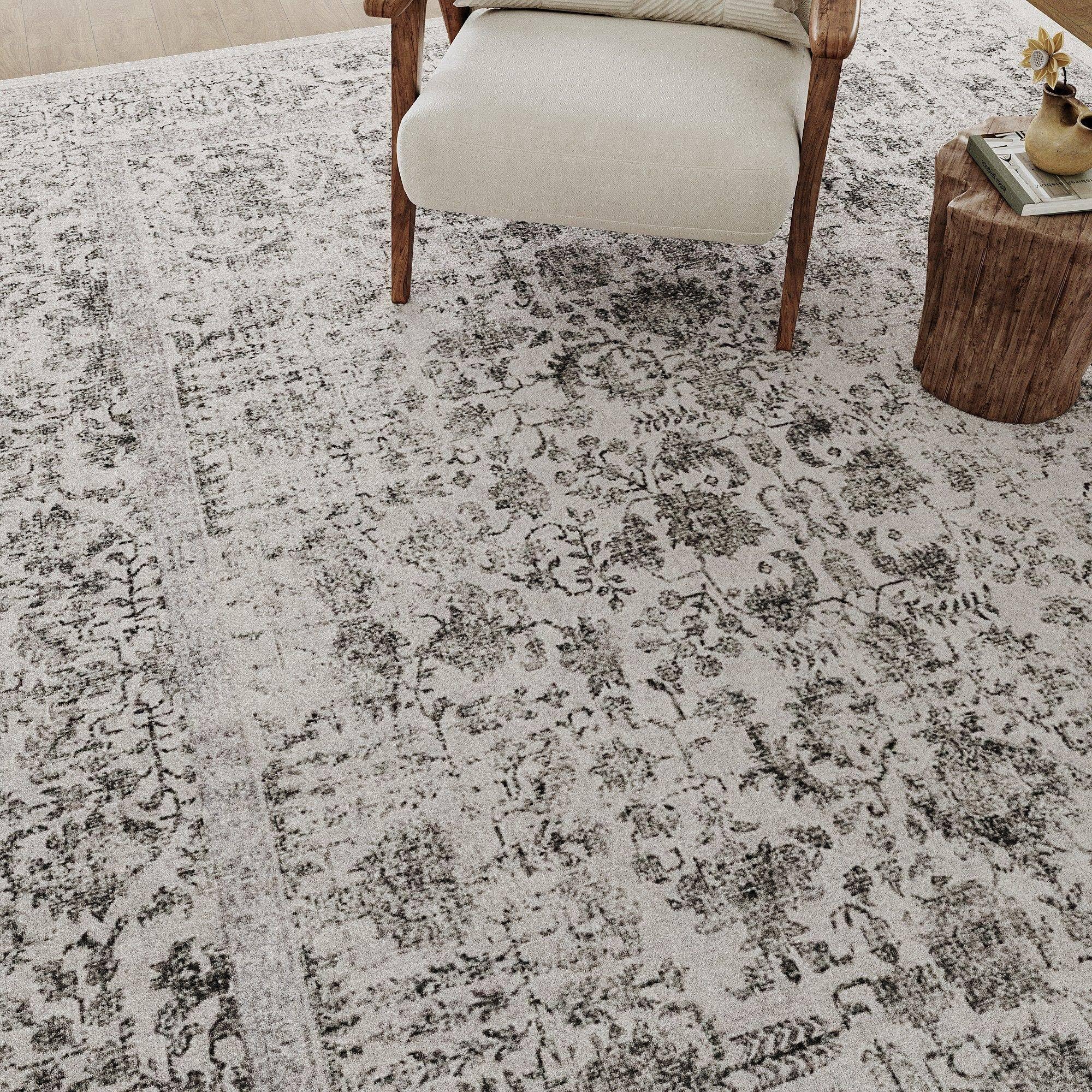 PureCozy Black Area Rug 5x7 Indoor Vintage Living